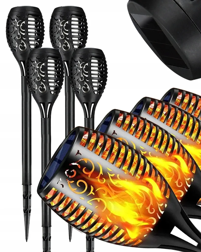 Lampa Solarna Pochodnia Led Z Czujnikiem Zmierzchu