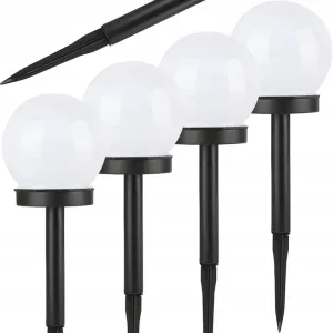 Lampa solarna biała kulka ogrodowa