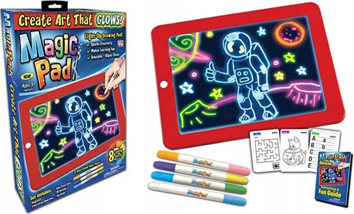 Magiczny Tablet Dla Dzieci Led Magic Pad + Pisaki I Szablony