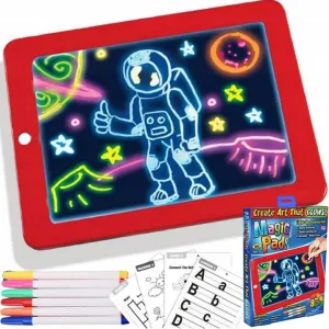Magiczny Tablet Dla Dzieci Led Magic Pad + Pisaki I Szablony