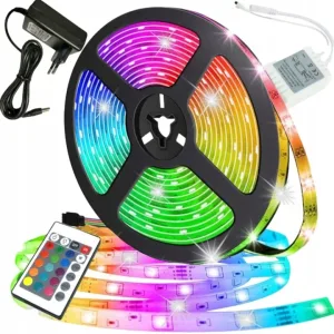 Taśma Led Smd Wodoodporna 5M Rgb Kolorowa + Pilot