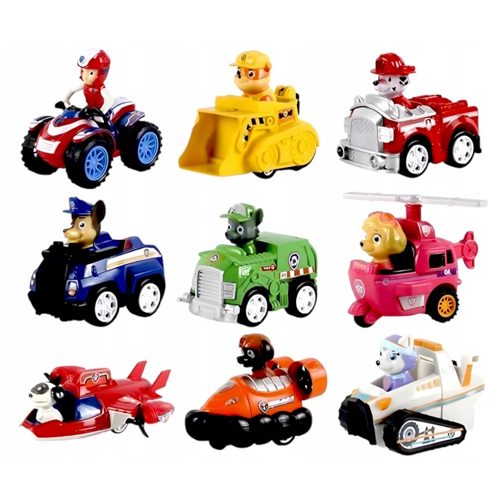 Psi Patrol Zestaw 9 Piesków w Autkach