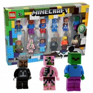 Klocki mini Figurki Minecraft 12 sztuk + AKCESORIA Minifigurki Ludki
