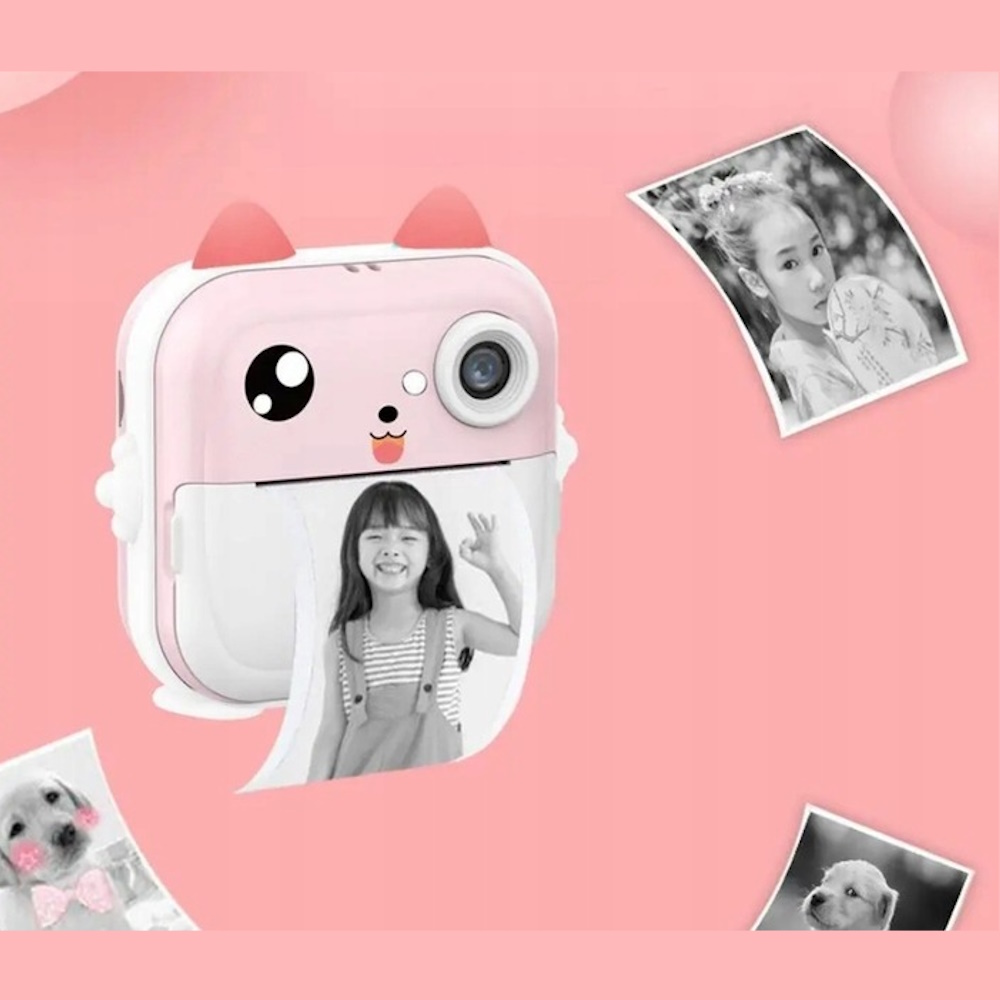 Cyfrowy Aparat Natychmiastowy Dla Dzieci Drukarka 2 Kamery Selfie + 3 Rolki