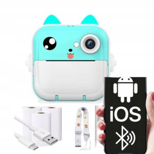 Cyfrowy Aparat Natychmiastowy Dla Dzieci Drukarka 2 Kamery Selfie + 3 Rolki