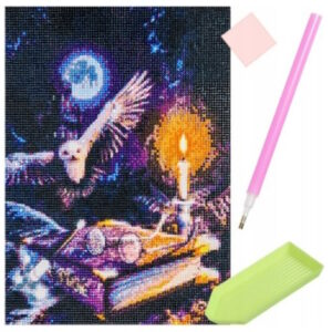 Haft Diamentowy Diamond Painting Mozaika 30×40 cm Sowa z Świecą