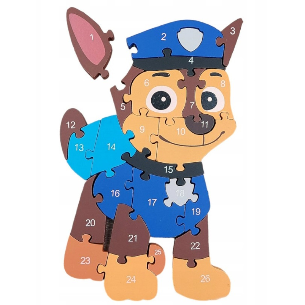 Edukacyjne Puzzle Drewniane Psi Patrol Literki I Cyferki Chase