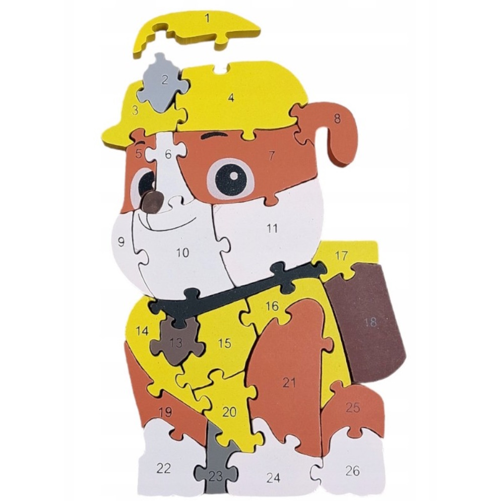 Edukacyjne Puzzle Drewniane Psi Patrol Literki I Cyferki Rubble