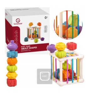 Kostka Sensoryczna Sorter Piramida Grzechotka Nauka Kolorów Kształtów