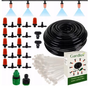 Duży Zestaw Zraszacz Ogrodowy Kurtyna Wodna Mgiełka Wąż 10M Trytytki