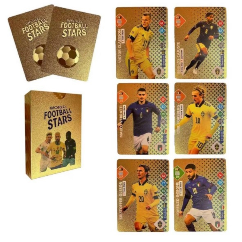 Karty Piłkarskie Z Piłkarzami FIFA - 55 Sztuk Złote