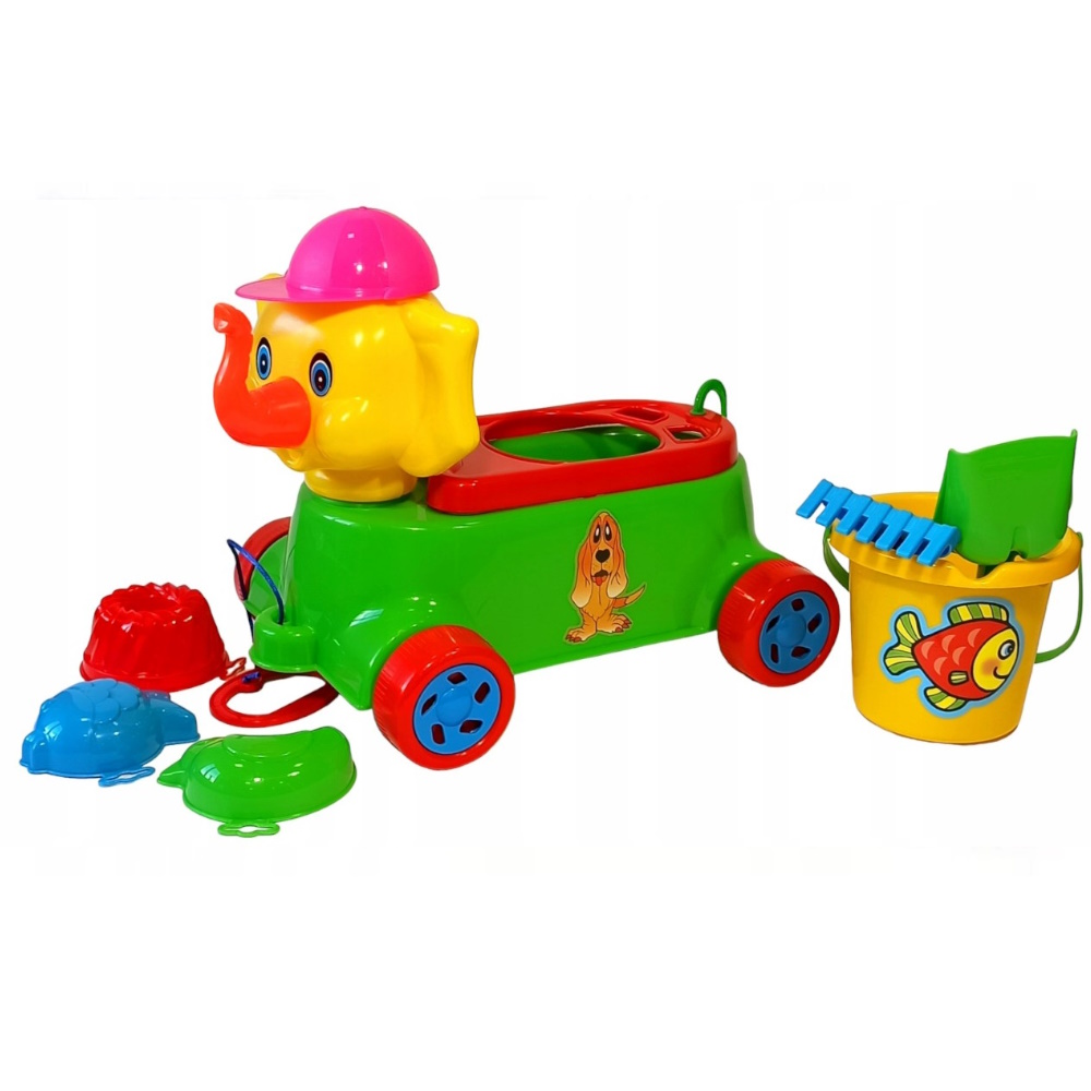 Zabawka Do Ciągnięcia Słoń Z Zestawem Do Piasku - Ciągacz Słoń Z Wiaderkiem
