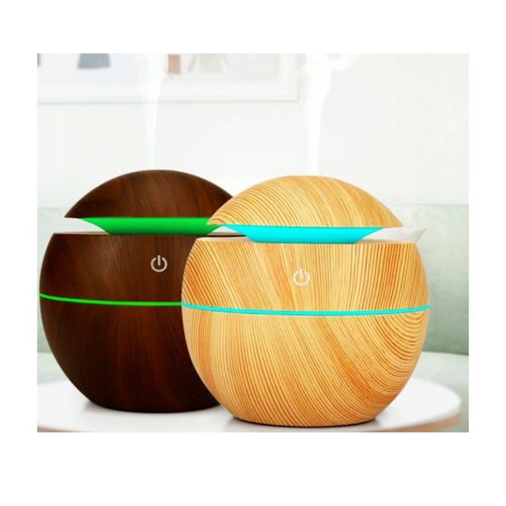 Nawilżacz Powietrza Dyfuzor Do Olejków Eterycznych Drewno Aromaterapia Led
