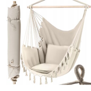 Fotel Wiszący Krzesło Brazylijskie Huśtawka Hamak Bujany z Poduszkami XL