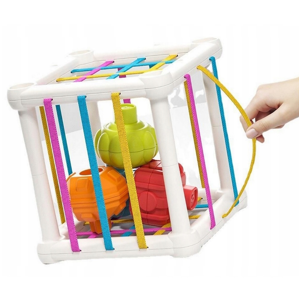 Kostka Sensoryczna Sorter Piramida Grzechotka Nauka Kolorów Kształtów