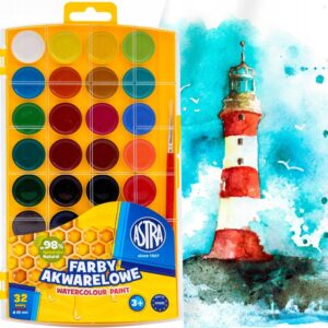 Farba Akwarelowe Miodowe Szkolne 32 Kolory Astra