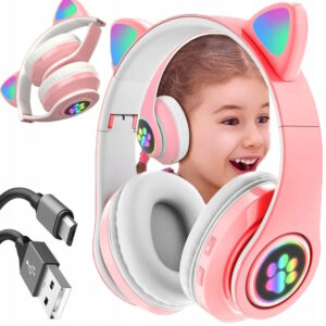 Słuchawki Bezprzewodowe B39 Z Uszami Bluetooth Rgb Kocie Uszy Dla Dziecka