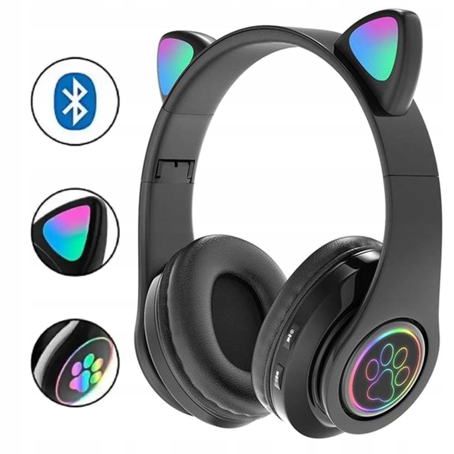 Słuchawki Bezprzewodowe B39 Z Uszami Bluetooth Rgb Kocie Uszy Dla Dziecka