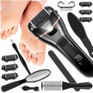 Pilnik Elektryczny Do Stóp Pięt Frezarka Tarka 6 Rolek Zestaw Bezprzewodowy + Pilnik Do Rąk