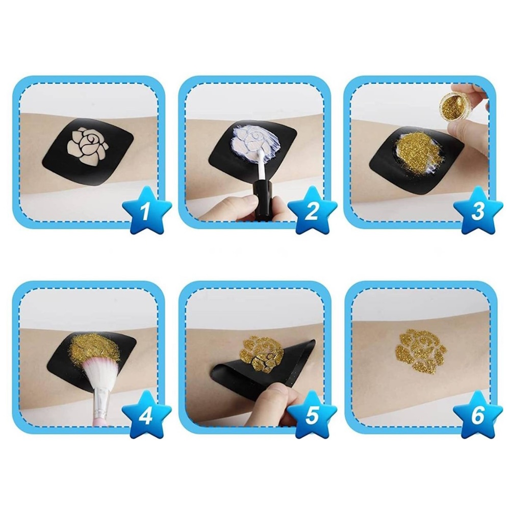 Zestaw Tatuaże Brokatowe Dla Dzieci + Kleje Pędzelki