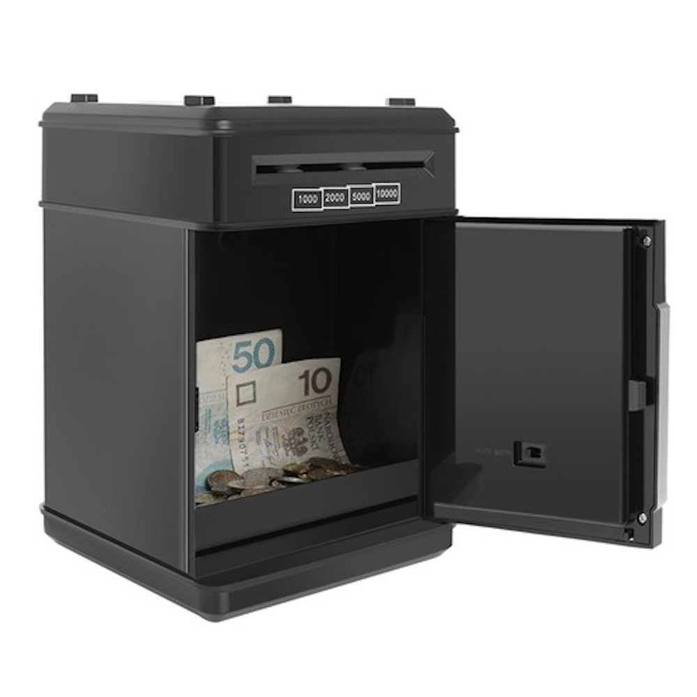 Sejf Na Monety Banknoty Bankomat Skarbonka +Pin - obrazek 3