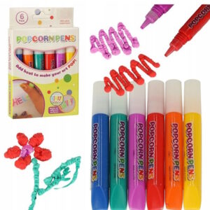 Flamastry Mazaki Magiczne Efekt Popcorn Popcornowe Bubble 3D Zestaw 6 Sztuk