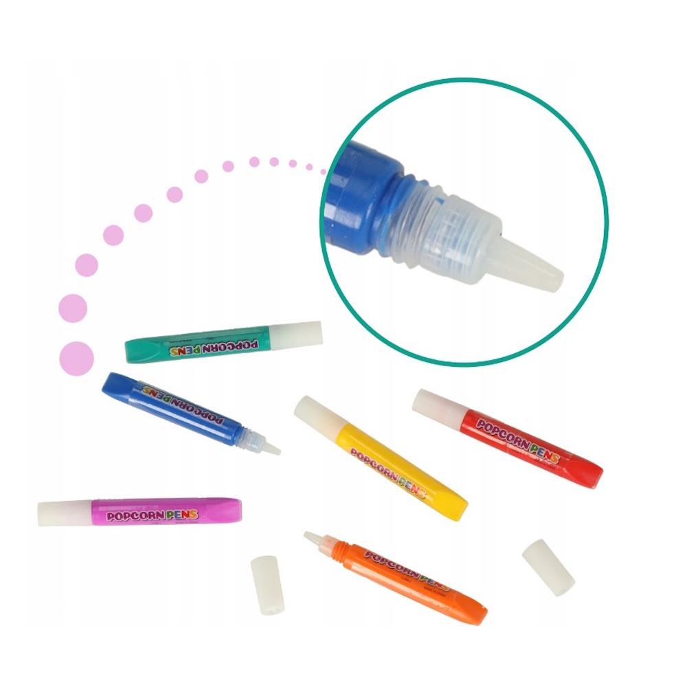 Flamastry Mazaki Magiczne Efekt Popcorn Popcornowe Bubble 3D Zestaw 6 Sztuk