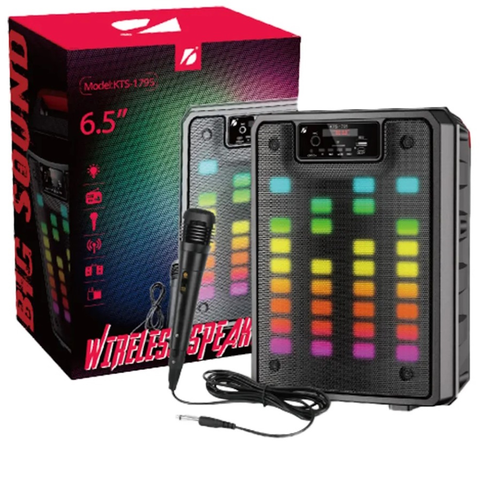Głośnik Bluetooth Boombox Z Mikrofonem Radio USB