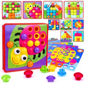 Układanka Guzikowa Edukacyjna Mozaika Montessori Trening Małej Rączki