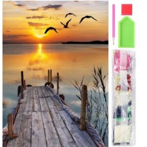 Haft Diamentowy Most z Zachodem słońca Diamond Painting Mozaika 30x40