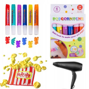 Popcorn Pens Flamastry Puffy Rosnące Wypukłe Kolorowe Długopis 3D 6 Kolorów