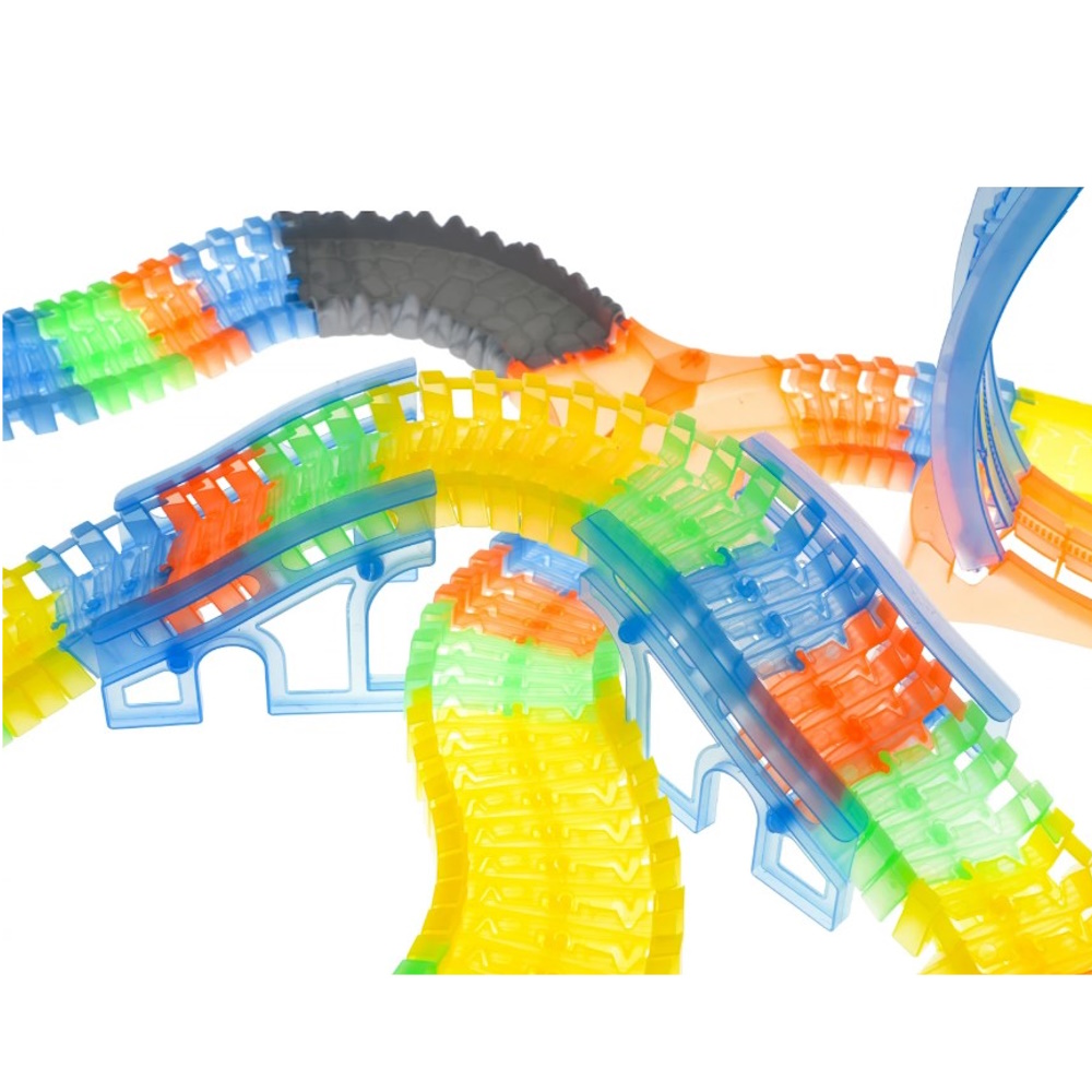 Tor Wyścigowy Fluorescencyjny 446 Cm Pętla Autko Z LED Akcesoria 227 El.