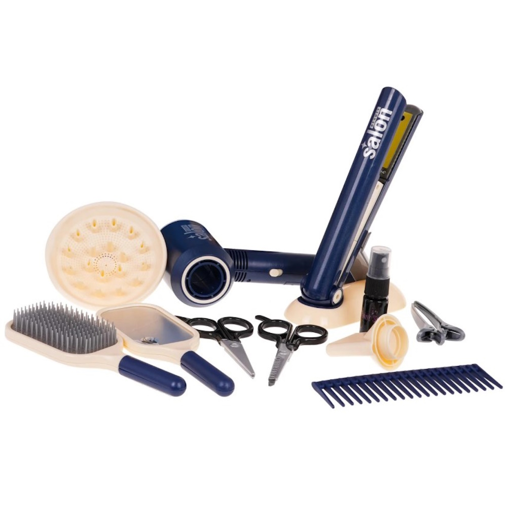 Zestaw Dla Małej Fryzjerki Niebieski + Akcesoria Suszaka Prostownica