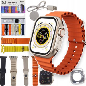Smartwatch C60 Ultra 7 Różnych Pasków Zegarek Sen Tryby Sportowe