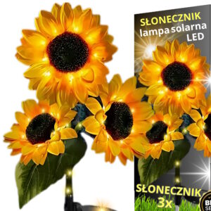 Kwiat Słonecznik Ogrodowa Lampa Solarna Led Wbijana Czujnik Zmierzchu