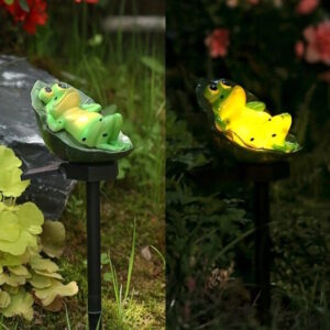 Lampka Solarna Ogrodowa Żaba Na Liściu Led Wbijana Lampa Zewnętrzna