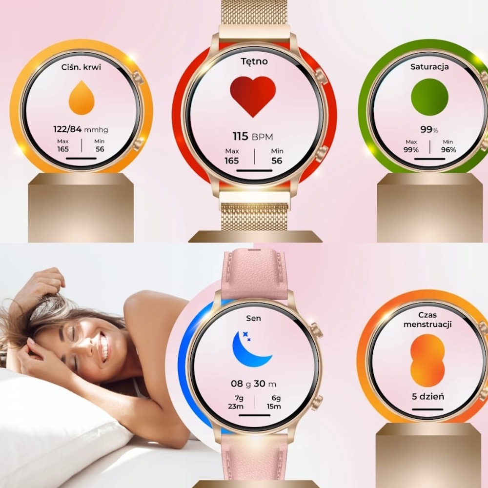 Smartwatch SX15 Zegarek Damski Menu Pl Rozmowy Powiadomienia Sport Smart Watch