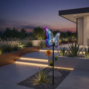 Lampy Solarne Dekoracyjne Led Gnom i Motyl Ogród