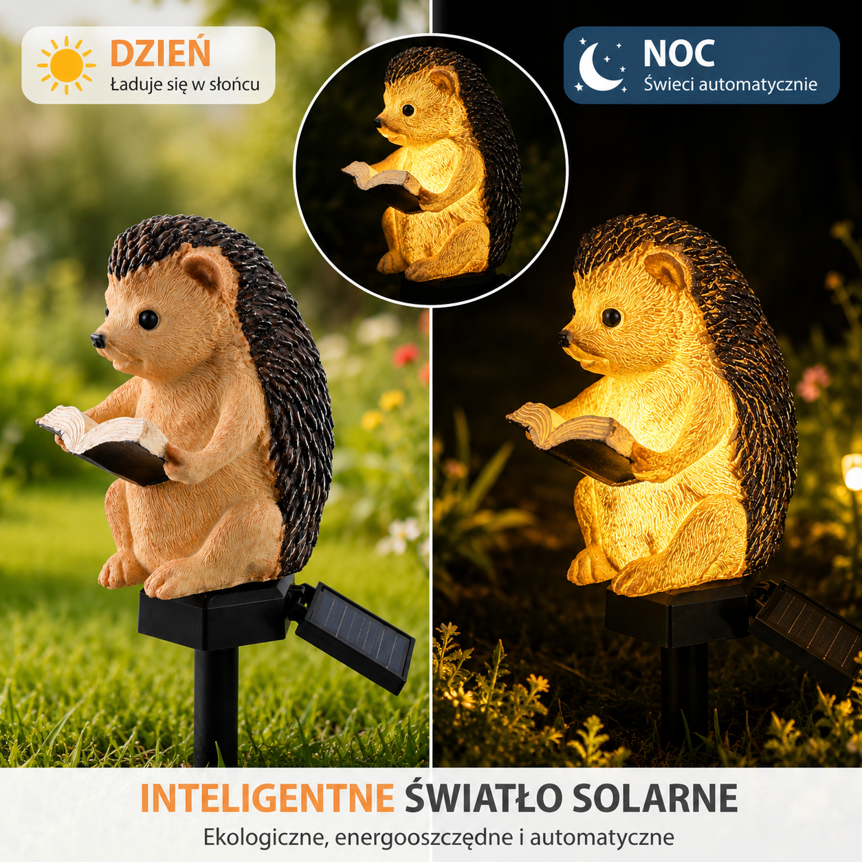 Lampa Dolarna Led, Jeż Jeżyk Wbijana Lampka Ogrodowa Czujnik ozdobna - obrazek 2
