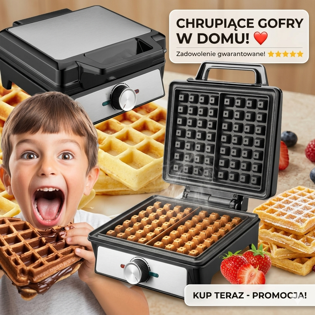 Gofrownica Na2 Gofry 1600W Regulacja Mocy Temperatury Termostatyczna Mocna