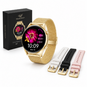 Smartwatch MI7 Zegarek Damski Polski Rozmowy Powiadomienia Sms Złoty