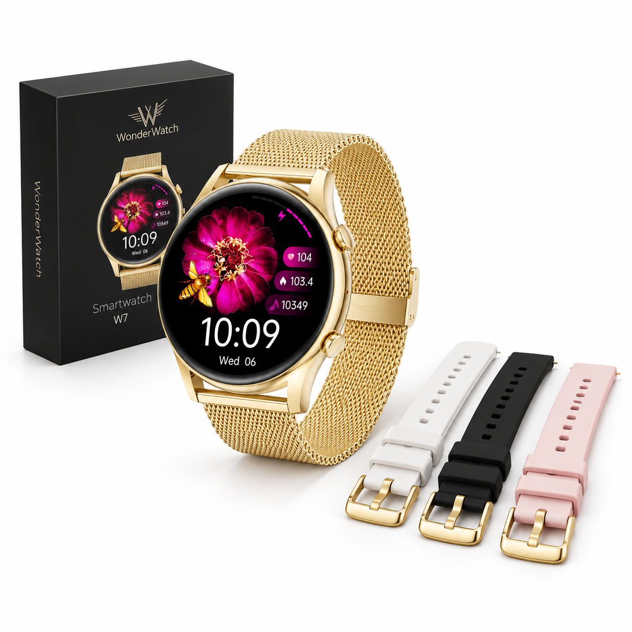 Smartwatch MI7 Zegarek Damski Polski Rozmowy Powiadomienia Sms Złoty