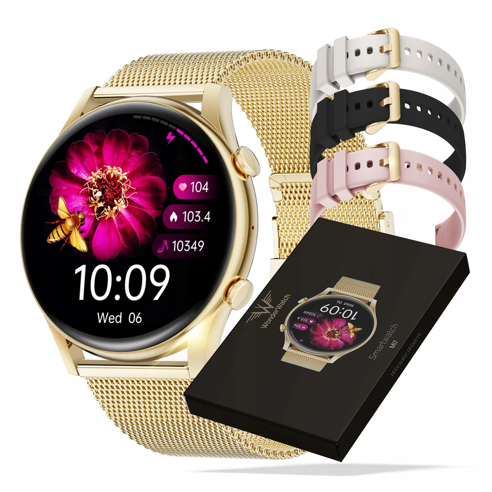 Smartwatch MI7 Zegarek Damski Polski Rozmowy Powiadomienia Sms Złoty