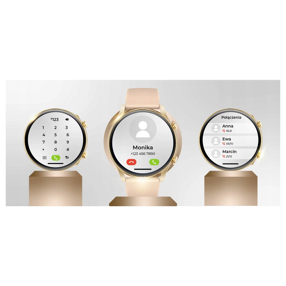 Smartwatch MI7 Zegarek Damski Polski Rozmowy Powiadomienia Sms Złoty - obrazek 4