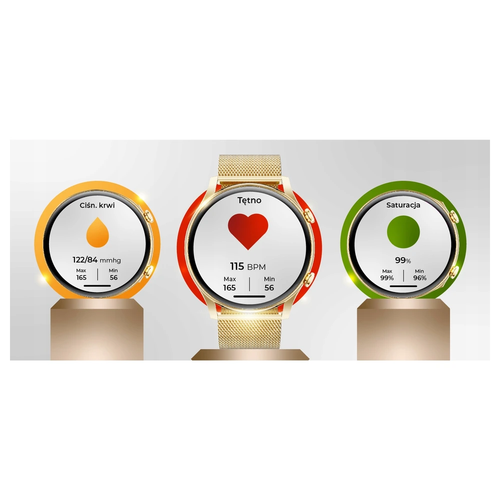 Smartwatch MI7 Zegarek Damski Polski Rozmowy Powiadomienia Sms Złoty - obrazek 3